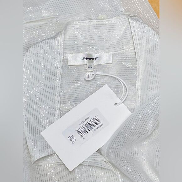 Frame Silk-Blend Long-Sleeve Blouse size M - Picture 14 of 14